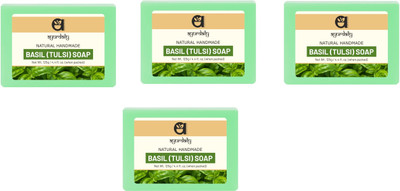 Ayurdaily PREMIUM HANDMADE BASIL (TULSI) NOURISHING BODY SOAP(4 x 125 g)
