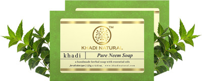 KHADI NATURAL Pure Neem Handmade Soap (Pack of 2) | Aids in acne(250 g)