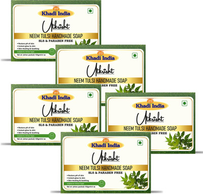 Utkrisht Khadi Neem Tulsi Handmade Bathing Soap - Refreshing Herbal Soap(5 x 125 g)
