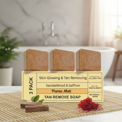 PARAS MOTI Magic Soap Sandalwood & Saffron Skin Purifying Bath Soap Daily Glow Bar (Pack 3)(3 x 100 g)