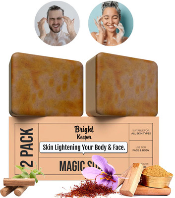 Jiore Sandal Wood And Saffron Magic Soap for Tan Removal, Skin brightening Soap(2 x 100 g)