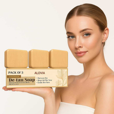 ALOVIA Herbal De-Tan Soap with Multani Mitti & Aloe Vera for Glowing Healthy Skin(3 x 100 g)