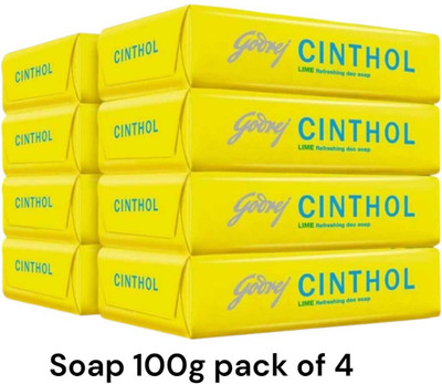 CINTHOL Lime Bath Soap - 100g (Pack of4| Grade 1 Soap | For All Skin Types(4 x 100 g)