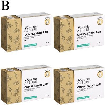 Rastic Assure Complexion Bar (Kesar,Olive & Honey) Pack of 4 Lid-1(4 x 75 g)