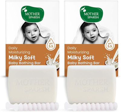 Mother Sparsh Moisturizing Baby Bathing Soap Bar (pH 5.5) with Milk, Coconut Oil and Vitamin E(2 x 75 g)