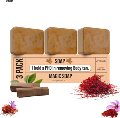 IMPACTSTRONG Magic Soap – Herbal Saffron Glow DeTan Skin Bar(3 x 100 g)