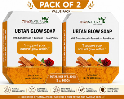 7days natural Ubtan Glow soap for Pigmentation Scar Dark spot Tan reduction Natural Glow soap(2 x 100 g)