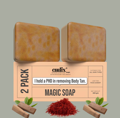 CMLIX Chandan & Kesar Magic Soaps For Bath 100g*2(200 Gms Pack Of 2)(2 x 100 g)