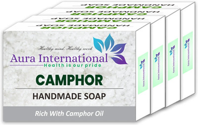 AURA INTERNATIONAL Camphor Soap | kapoor Soap | Natural Handmade Soap Bar(4 x 100 g)