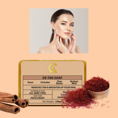 GreenAroma Essential Magic Detan Soap For Nourishing Skin With Sandal and Saffron(100 g)