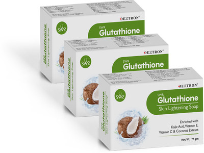 DEXTRON Glutathione Soap with Kojic Acid,Coconut Extract For Skin Lightening-Brightening(3 x 75 g)