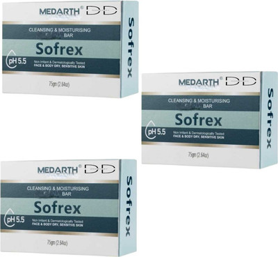 DOOMSDAY SOFREX MOISTURISING CLEASING SOAP FOR DRY,SENSITIVE FACE & BODY SKIN PACK OF 3(3 x 75 g)