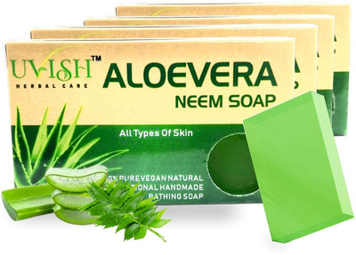 Uvish HANDMADE GLYCRIN Aloevera NEEM SOAP 100GM(4 x 100 g)