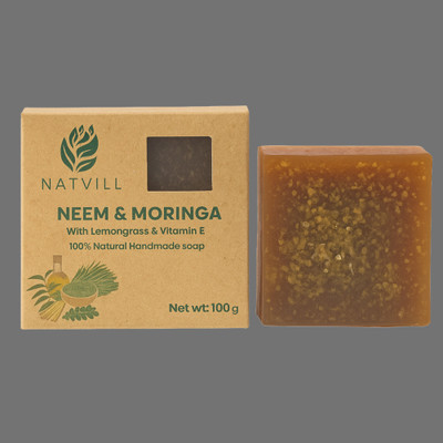 NATVILL MORINGA Handmade Bathing Neem Soap | Herbal Bathing for Healthy Skin Soap(100 g)