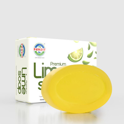 Pandit Pharmaceuticals Organic Glycerine Lime Soap | Vitamin Enriched for Cleansing, Nourishing(6 x 100 g)