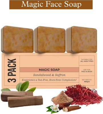 GreenAroma Essential Ghar magic Saffron soap Deep Cleansing for Glowing & Refreshing,Tan Removal Soap(3 x 100 g)