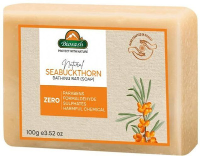 BIOSASH Natural Seabuckthorn Bathing Bar For Deep Nourishment,Moisturizing & Gentle Care(100 g)