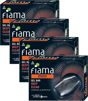 FIAMA Men Gel Bar Deep Clean Charcoal & Grapefruit 125gm Pack Of 4(4 x 125 g)