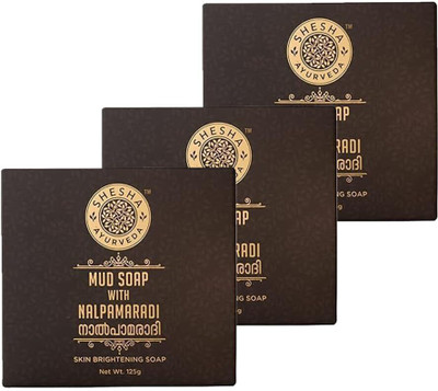 shesha ayurveda Mud With Nalpamaradi Skin Brightening Soap Bar 125G For Oily Skin - Pack Of 3(3 x 41.67 g)