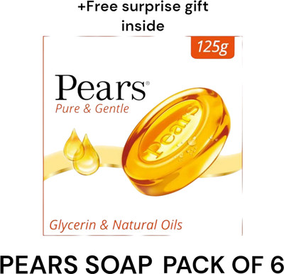 Pears Pure & Gentle Soap Bar, Paraben-Free Body Soaps pack of 6(6 x 125 g)