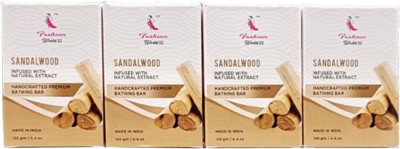 FASHION WORLD 22 Organic Handcrafted Premium Bathing Bar - Sandalwood(4 x 125 g)