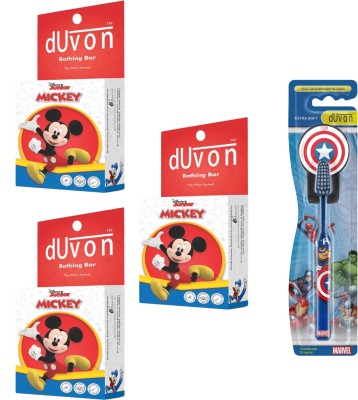 DUVON Buy 3 Disney Kids Bathing Bar and Get 1 Captain America Toothbrush Free |5+ Year(3 x 82.33 g)