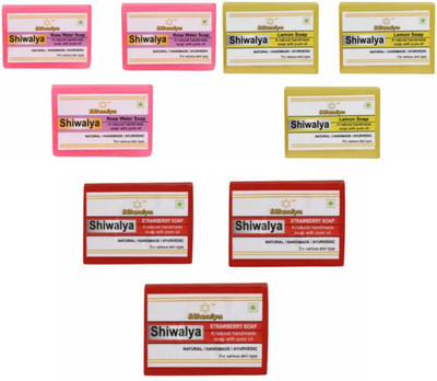 shiwalya HANDMADE BATHING BAR SOAP !! ROSE .STRAWBERRY & LEMON .!(9 x 125 g)