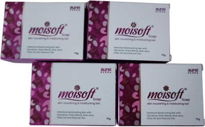 Aurelderma moisoft Skin nourishing & moisturizing Bar Pack of(4 x 75 g)
