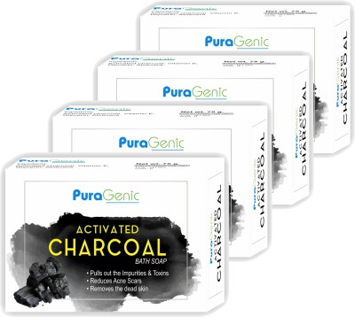 Puragenic Activated Charcoal Bath Soap, 75gm - Pack of 4(4 x 75 g)