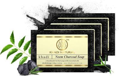 KHADI NATURAL Organic Neem charcoal soap(4 x 125 g)
