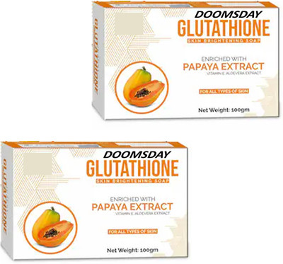 DOOMSDAY GLUTATHIONE PAPAYA SOAP ENRICHED WITH PAPAYA ,VITAMIN E ALOEVERA PACK OF 2(2 x 100 g)