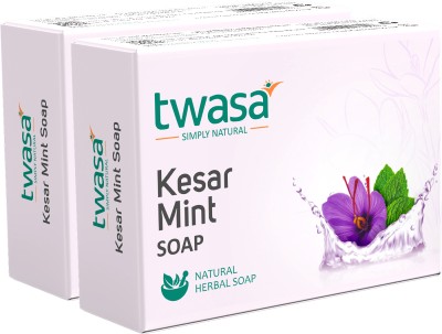 Twasa Kesar Mint Soap For Radiant Skin | Bathing Bar with Pure Saffron(2 x 100 g)