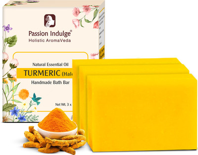 Passion Indulge Handmade Bath Bar Soap Turmeric - each 100gm | Natural & Vegan(3 x 100 g)