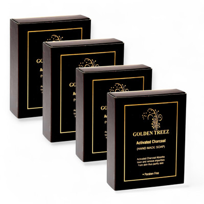 Golden Treez Charcoal Handmade Soap For Skin Brightening Natural Soap Pack of 4(4 x 115 g)