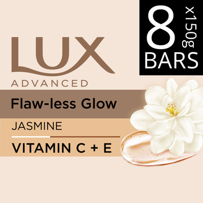 LUX Velvet Glow Jasmine & Vitamin E Soap Bar, Bathing Soap(8 x 150 g)