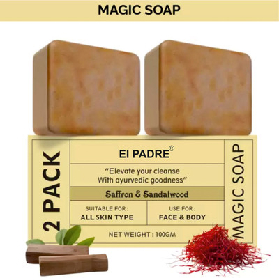 EI PADRE Magic Soap Sandal Wood And SaffronSoap For Glowing & Refreshing Skin(2 x 100 g)