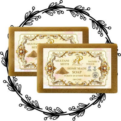 Pihaaru Pack of 2 Pure Multani Mitti Soap – Natural Skin Detox Bar(200g)](2 x 100 g)