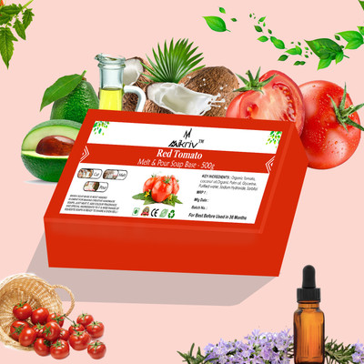 MIKRIV Red Tomato Soap Base Skin-Brightening Melt & Pour Soap for DIY –Rich in Lycopene(500 g)
