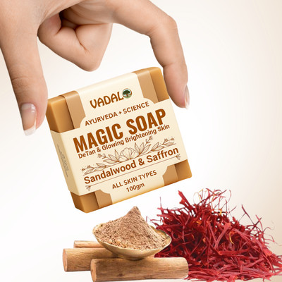 Vadalo Magic Soap Ingredients with Sandalwood & Saffron, De-Tan Removal, Glowing Skin \(100 g)