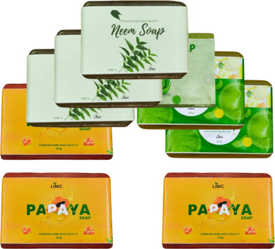 linic HERBAL NEEM SOAP(3), ALOE VERA(1), LEMON(2), PAPAYA SOAP(3)(9 x 100 g)