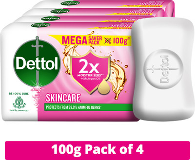Dettol Skincare Moisturizing Bathing Soap With 2x moisturisers(4 x 100 g)