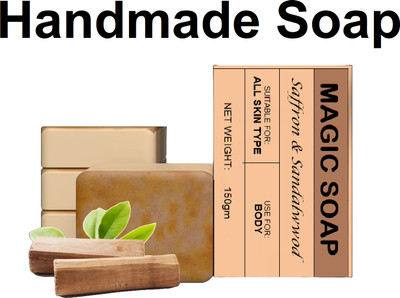 AGLEY Natural Reduction Tan Removal Soaps Sandalwood & Saffron Magic Soaps For Bath(3 x 150 g)