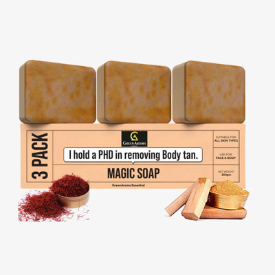 GreenAroma Essential Bathing Magic Soap With Saffron & Sandalwood Ghar Soap (3 x 100 g)(3 x 100 g)