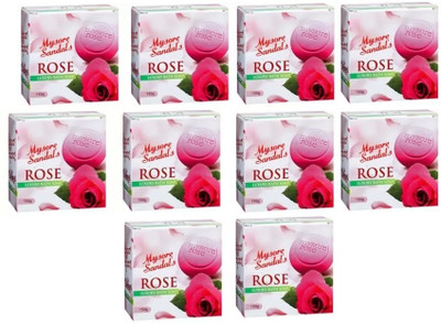 MYSORE SANDAL Rose Luxury Bath Soaps 150gm Pack of 10(10 x 150 g)