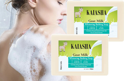 KAIASHA Goat Milk Handmade Bath Soap Glowing Skin For Men & Women pack of-2(2 x 150 g)