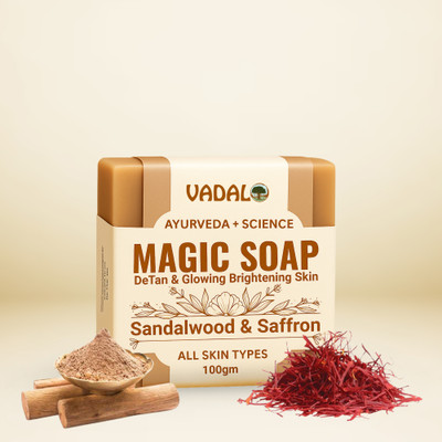 Vadalo Magic Soap Ingredients with Sandalwood & Saffron / De-Tan Removal, Glowing Skin(100 g)