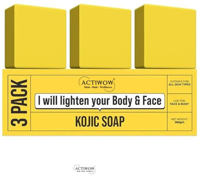 ACTIWOW Kojic Soap with Herbal Tan Removal 3PCS(3 x 100 g)