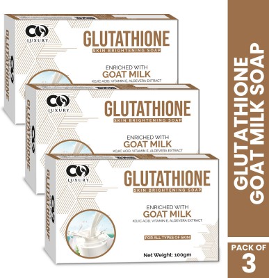 CO Luxury Glutathione Goat Milk Skin Brightening Soap | Kojic Acid,Aloevera Extract(3 x 100 g)