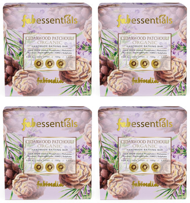 fabessentials Cedarwood Patchouli Organic Handmade Bathing Bar,100g x Pack of 4(4 x 100 g)
