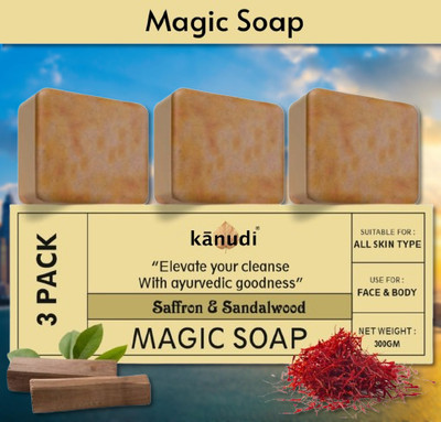 KaNuDi Skin Whitening Soap with Saffron for Glowing and Refreshing Skin(3 x 100 g)